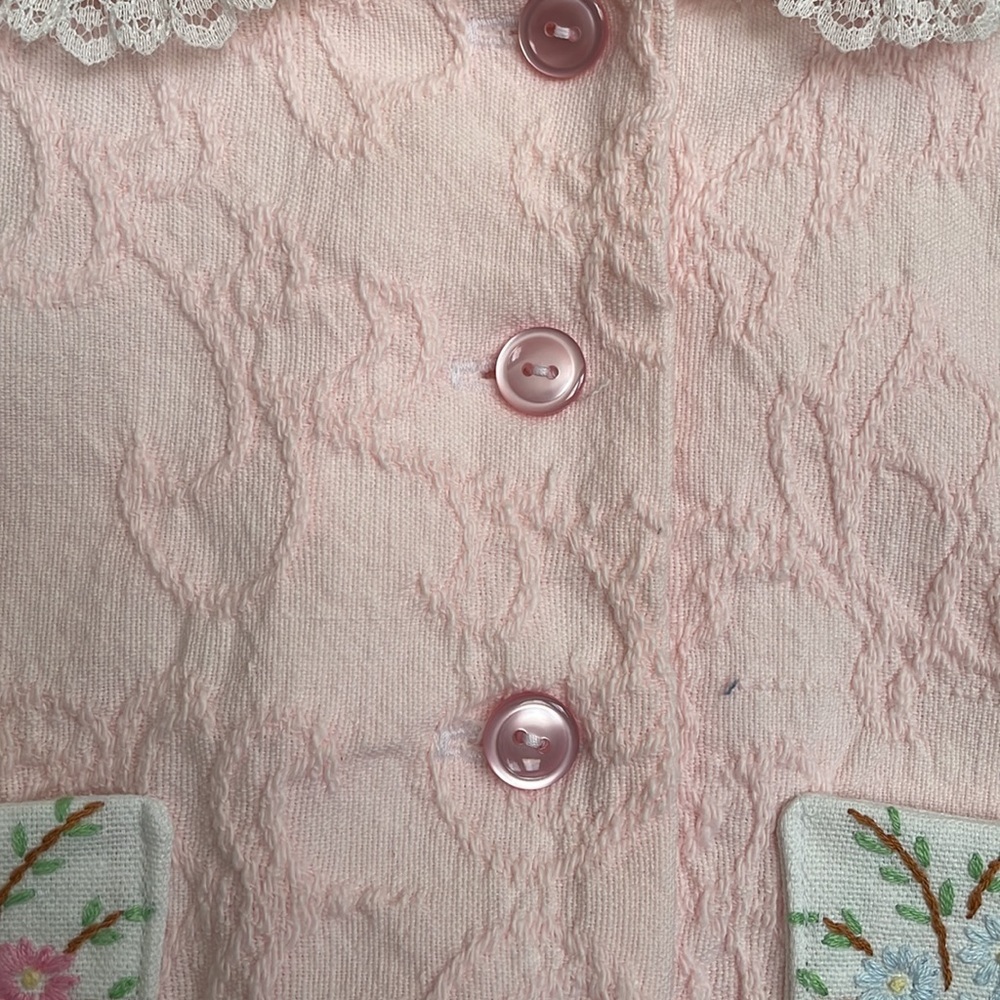 NWOT Handmade Baby Pink Jacket w/ Embroidery 100% Cotton - Picture 5 of 7